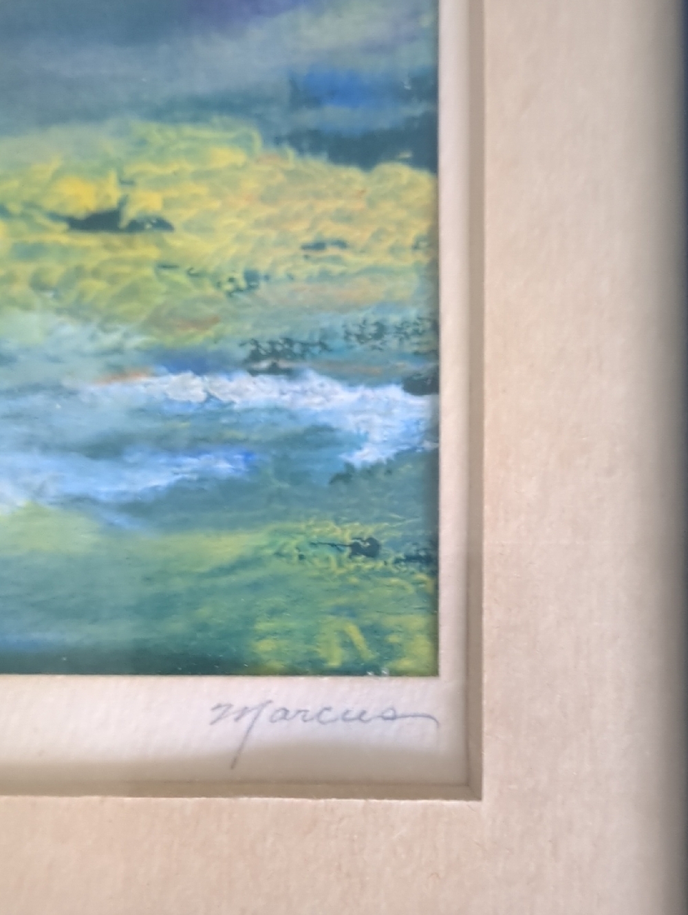 Small Framed Green and Blue Abstract Seascape Wall Art - Picture 2 of 3